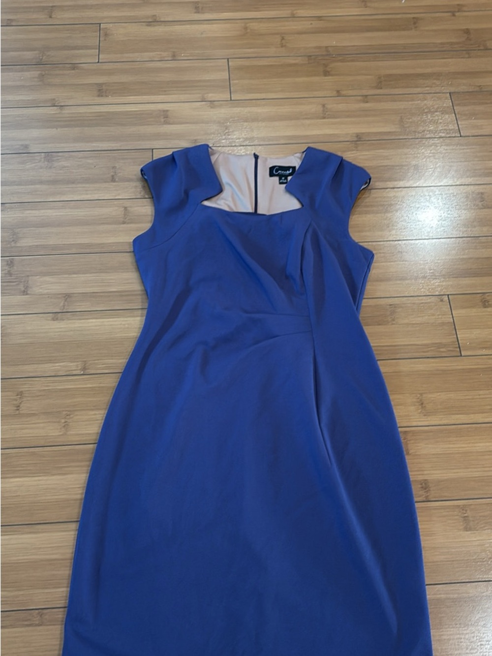 connected apparel Royal Blue or more purple Cap-Sleeve Midi Sheath Dress